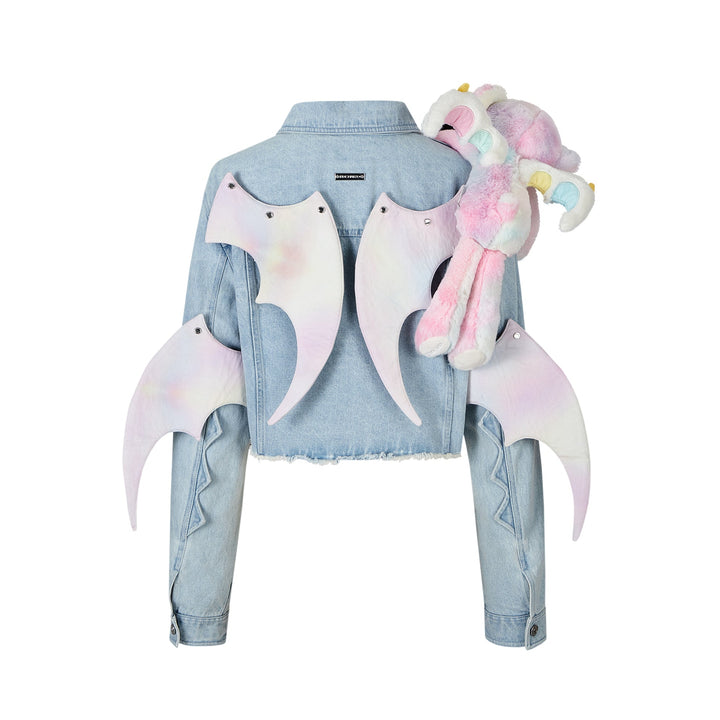 13De Marzo CRYSTAL EROSION BEAR DENIM JACKET