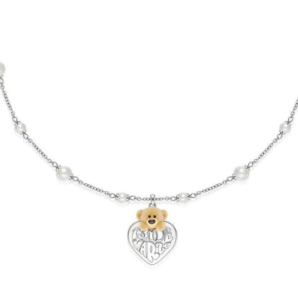 BEAR HEART PEARL LONG NECKLACE
