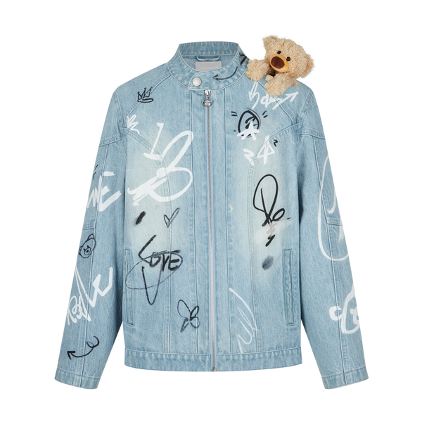 GRAFFITI BEAR RACING DENIM JACKET