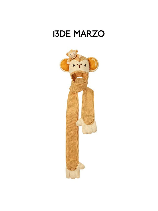 MONKEY BEAR BEANIE SCARF