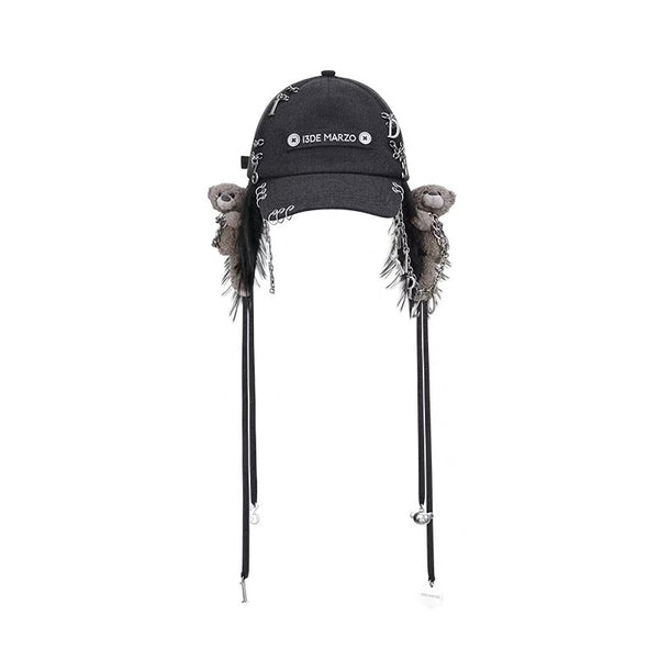 CHAINS FUZZY EAR FLAP CAP