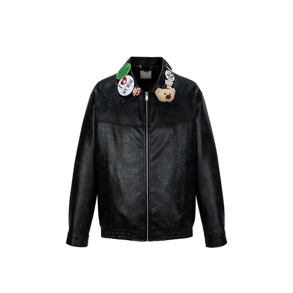 BADGE LEATHER JACKET