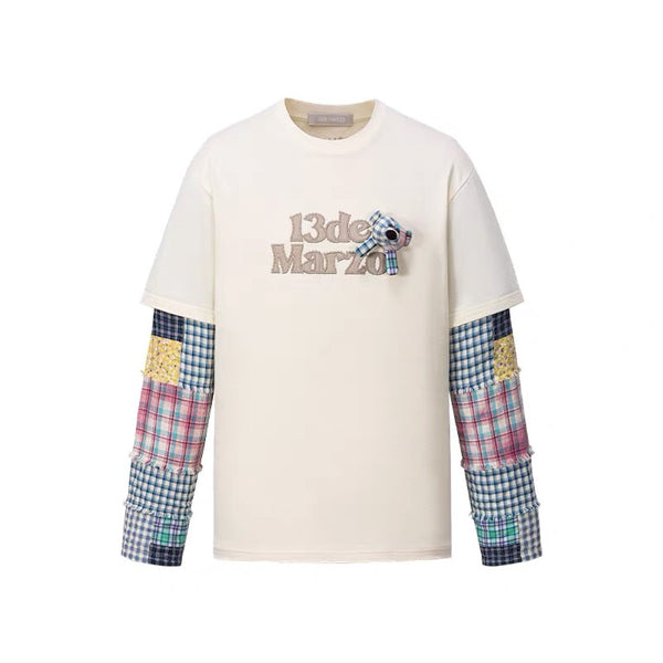 BEAR PLAID SLEEVE T-SHIRT