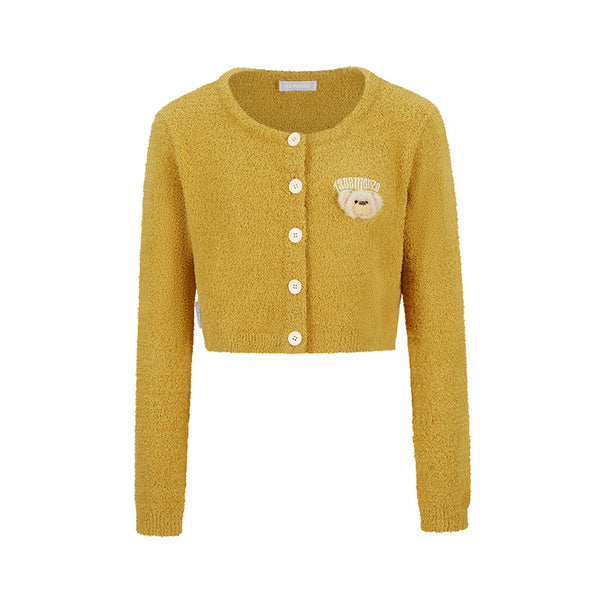 EMBROIDERED PLUSH CARDIGAN