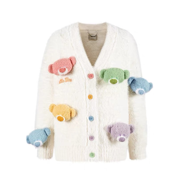 DOOZOO PASTEL BEAR CARDIGAN