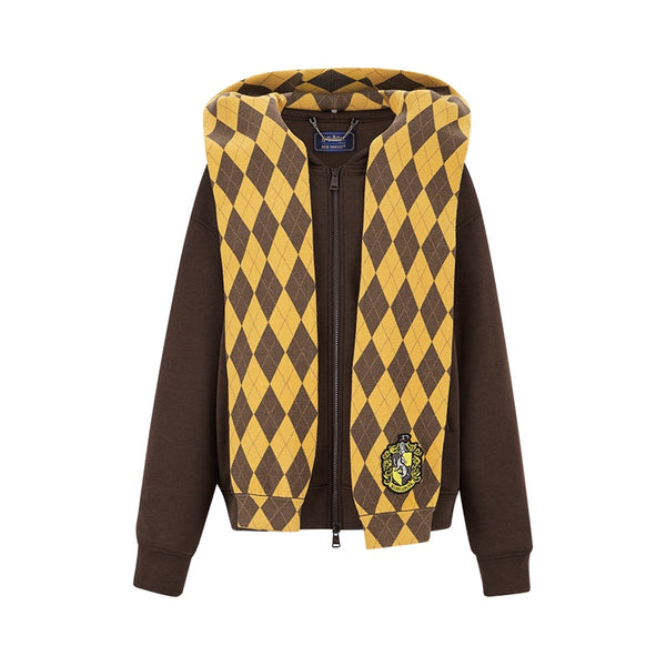 HARRY POTTER × 13DE MARZO HOGWARTS FOUR HOUSES BEAR ZIPPER HOODIE HUFFLEPUFF