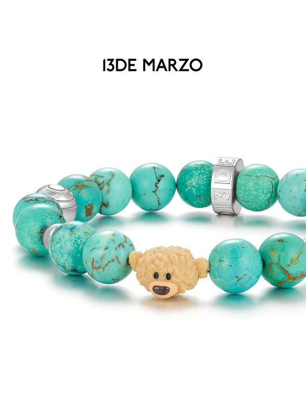 BEAR TURQUOISE BEADED BRACELET