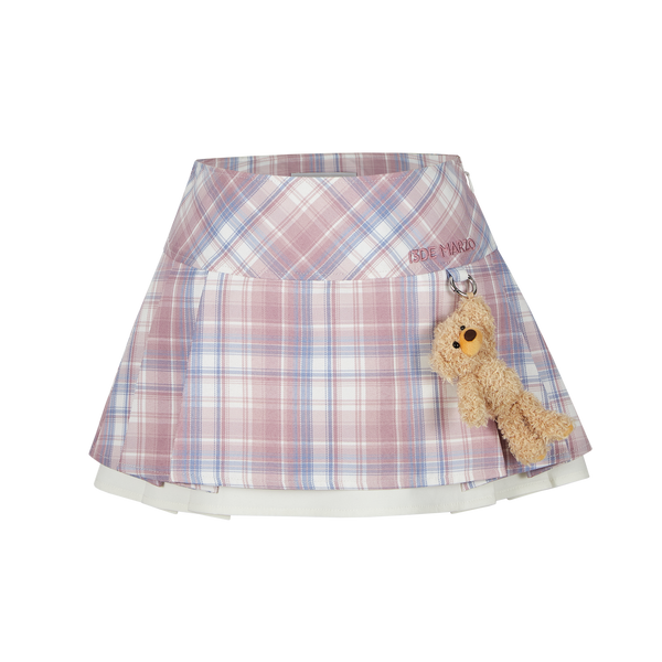 PLAID LOW WAIST PLEATED SKIRT