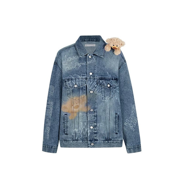 SLOGAN GRAFFITI DENIM JACKET