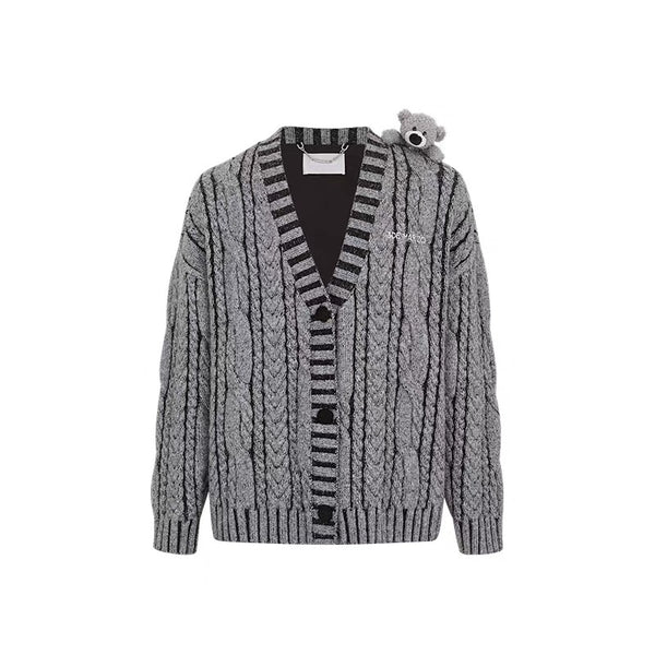BEAR YARN WEAVE CARDIGAN