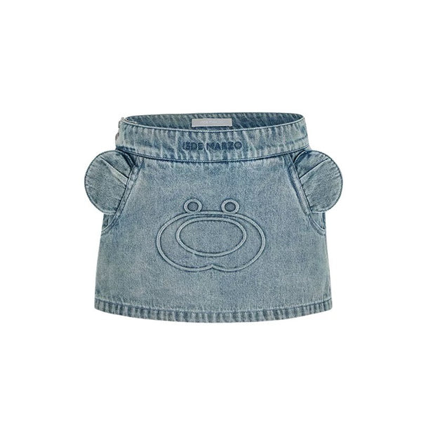 BEAR FACE DENIM SKIRT