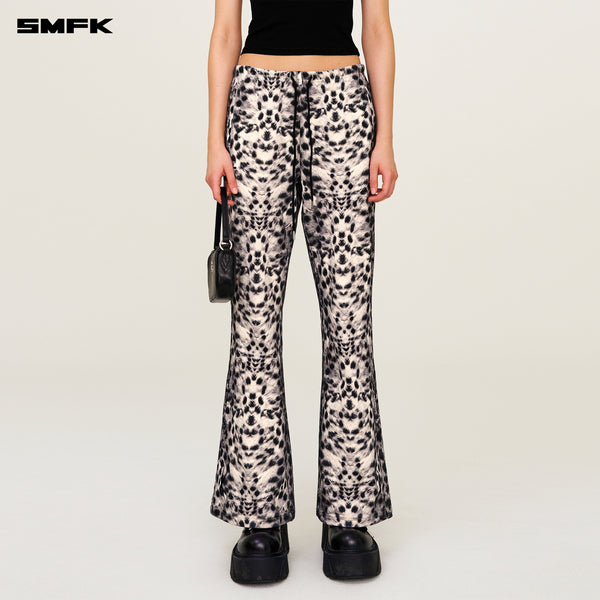 COMPASS CROSS CLASSIC FLARED SWEATPANTS WHITE LEOPARD PRINT