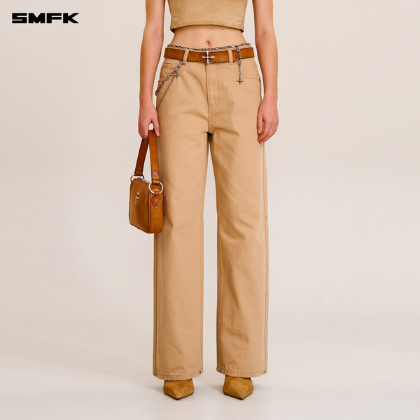 COMPASS MODE LOOSE STRAIGHT DENIM PANTS SAND