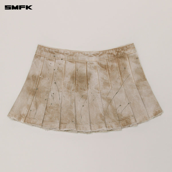 RAGE WILD DENIM PLEATED SKIRT WILD BROWN
