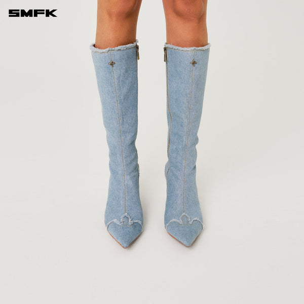 COMPASS COWBOY POINTED TOE HIGH HEEL WOMEN'S BOOTS BLUE COWBOY