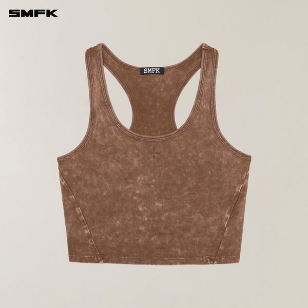 VINTAGE HURRICANE FADE SPORTS SHORT TANK WILD HORSE BROWN