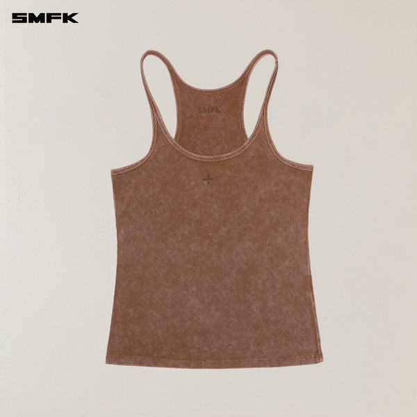 VINTAGE STORM FADE DYE LONG CAMISOLE WILD HORSE BROWN