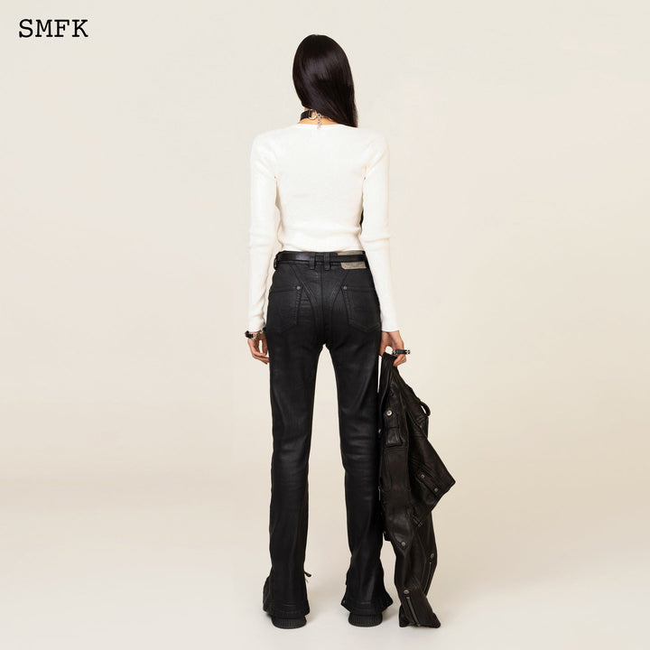 SMFK COMPASS CROSS RIB KNIT TOP IN WHITE