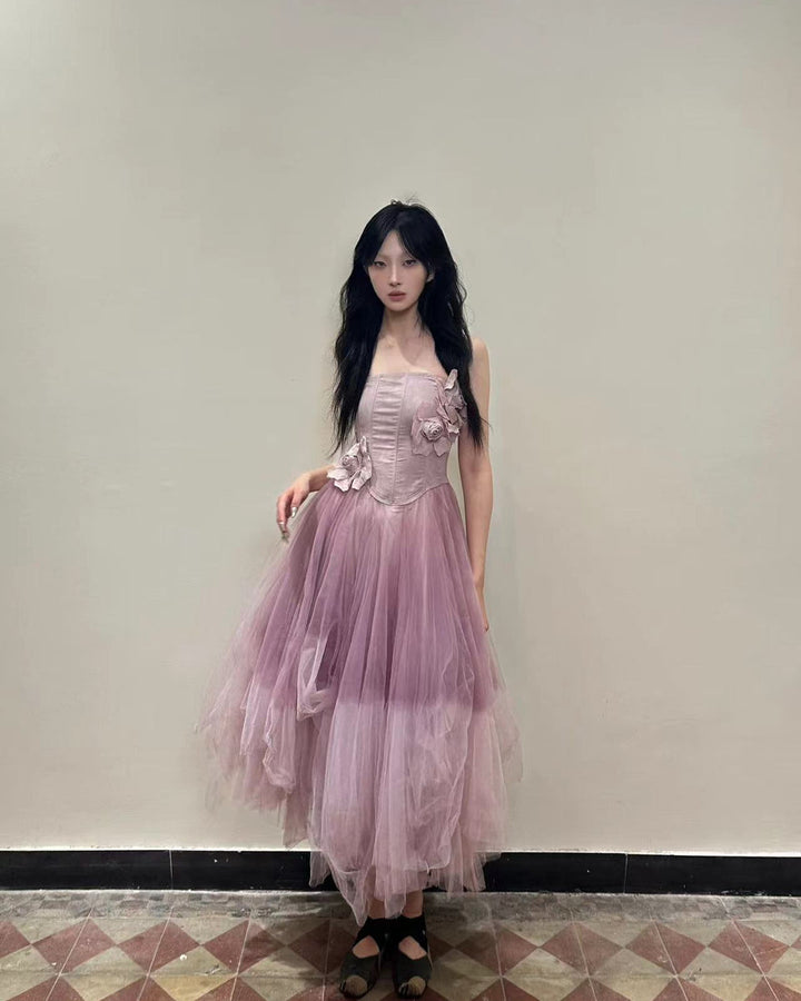 By Cookie H. Garden Thicket Spirit Spaghetti Strap Tulle Dress / PURPLE