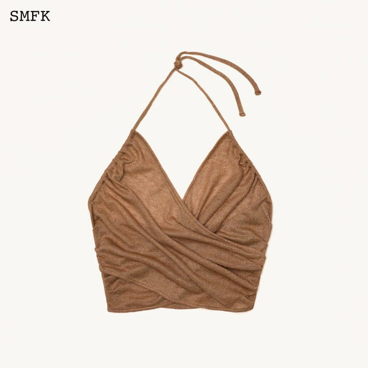 SMFK ANCIENT MYTH BEACH HALTER-NECK VEST TOP GOLDEN