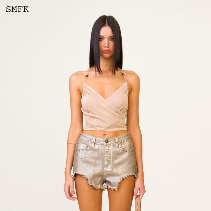 SMFK ANCIENT MYTH BEACH HALTER-NECK VEST TOP SAND