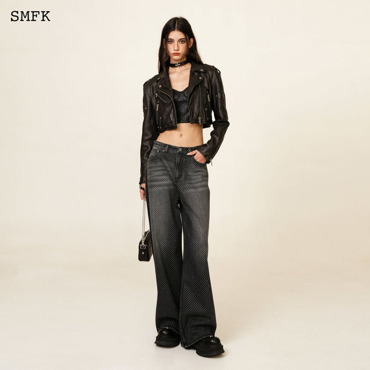 SMFK ANCIENT MYTH DIAMOND FLARED JEANS IN BLACK