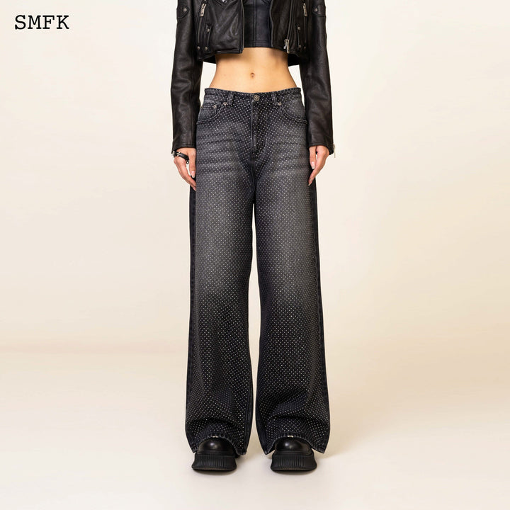 SMFK ANCIENT MYTH DIAMOND FLARED JEANS IN BLACK