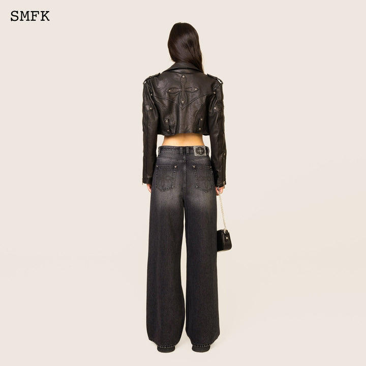 SMFK ANCIENT MYTH DIAMOND FLARED JEANS IN BLACK