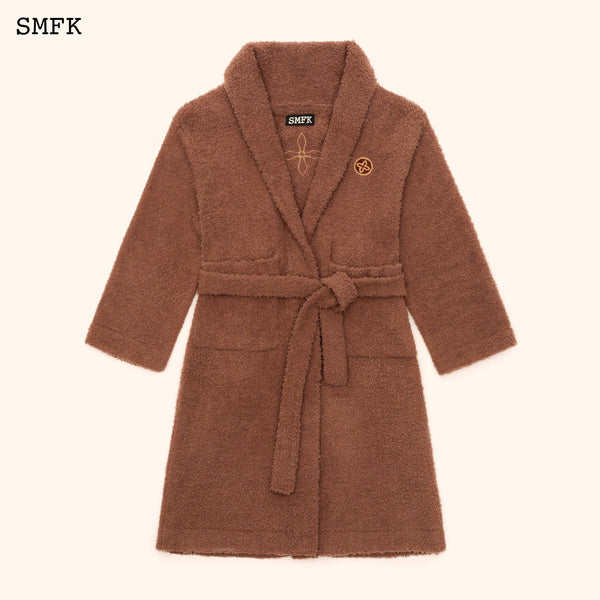 CROSS FLOWER RESORT BATHROBE BROWN