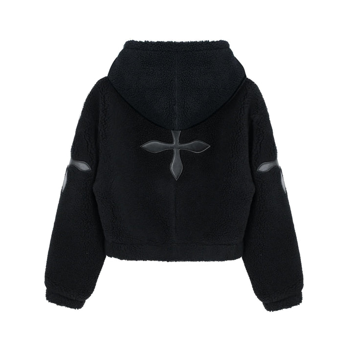 SMFK BLACK SNOWMAN SHEARLING HOODIE