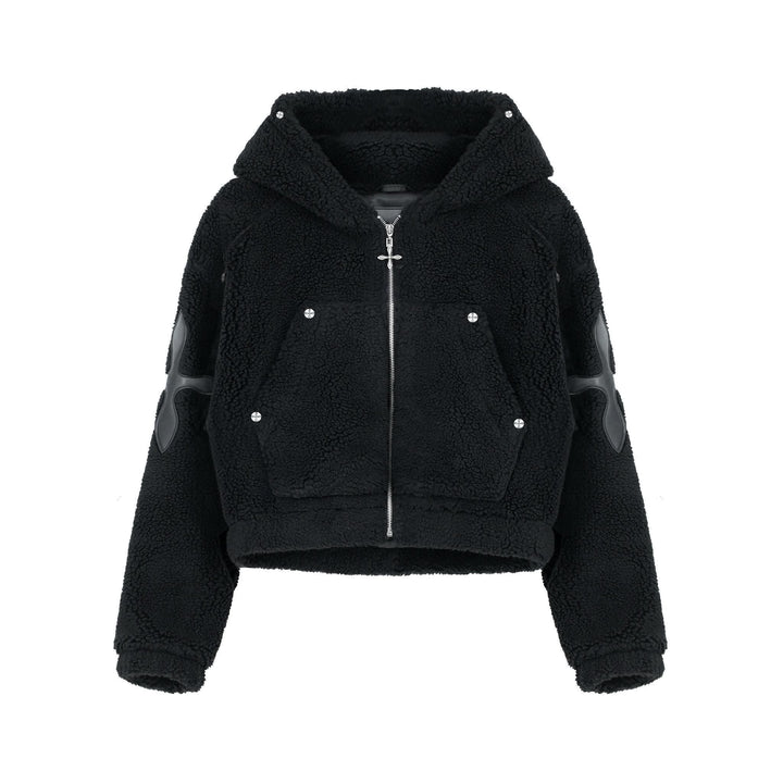 SMFK BLACK SNOWMAN SHEARLING HOODIE