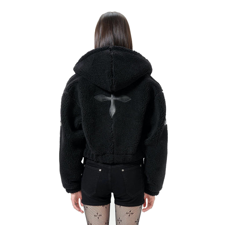 SMFK BLACK SNOWMAN SHEARLING HOODIE