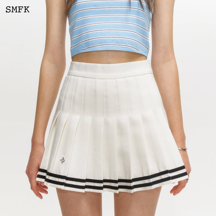 smfk COMPASS ACADEMY WHITE PLEATED SKIRT