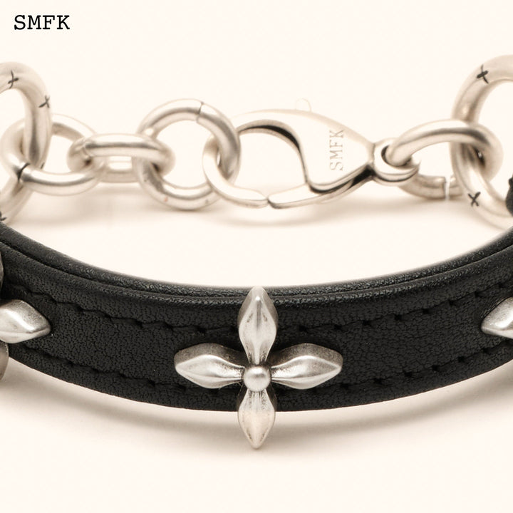 SMFK COMPASS BLACK GARDEN LEATHER WRISTBAND