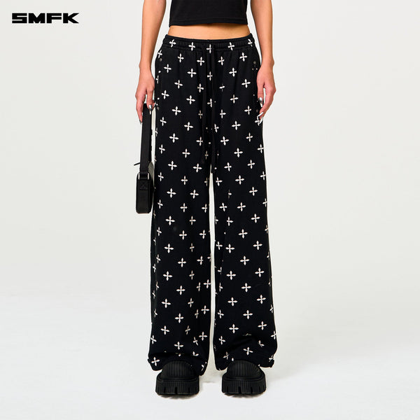 COMPASS BLACK GARDEN WIDE-LEG TRACK PANTS