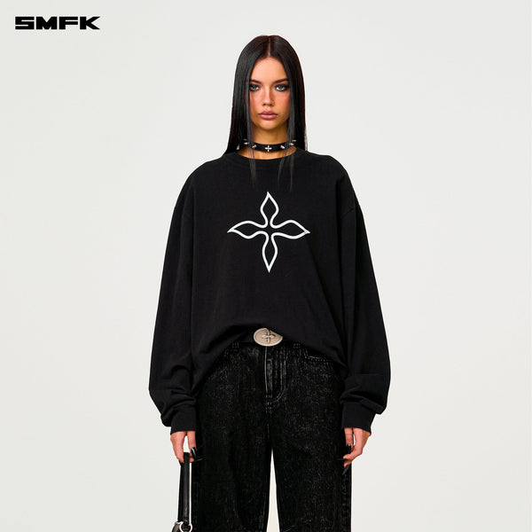 COMPASS BLACK MAGNOLIA OVERSIZE SWEATSHIRT