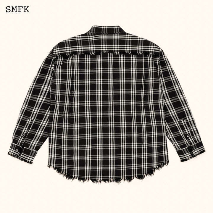 13De Marzo COMPASS BLACK PLAID WORKWEAR STYLE SHIRT