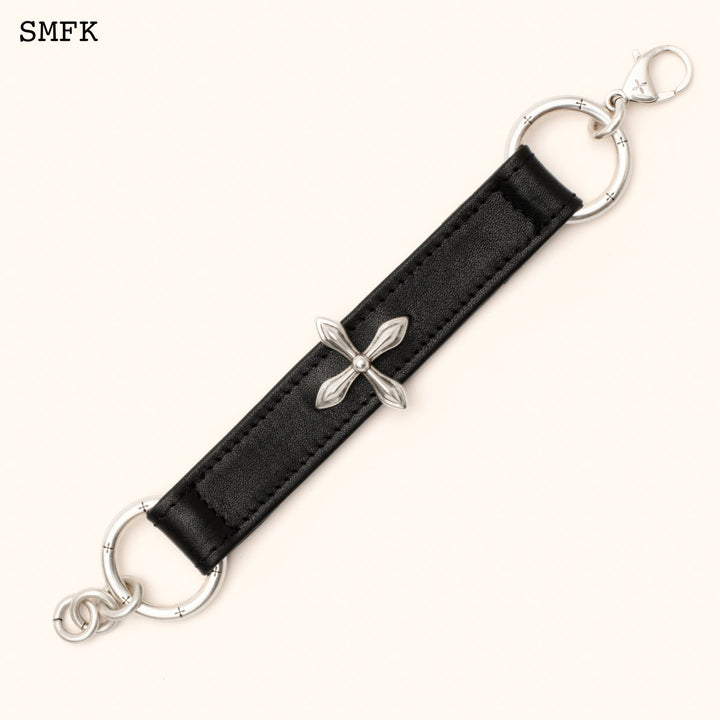 SMFK COMPASS BLACK THICK LEATHER WRISTBAND