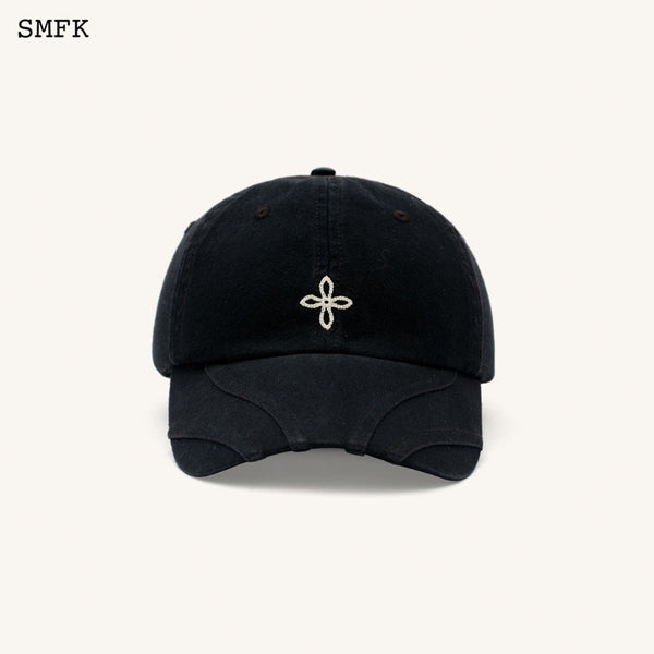 COMPASS CLASSIC CROSS CHAIN BASEBALL CAP IN BLACK