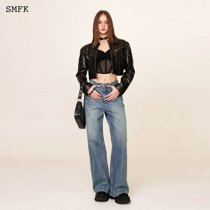 SMFK COMPASS CLASSIC CROSS FLARED JEANS IN BLUE