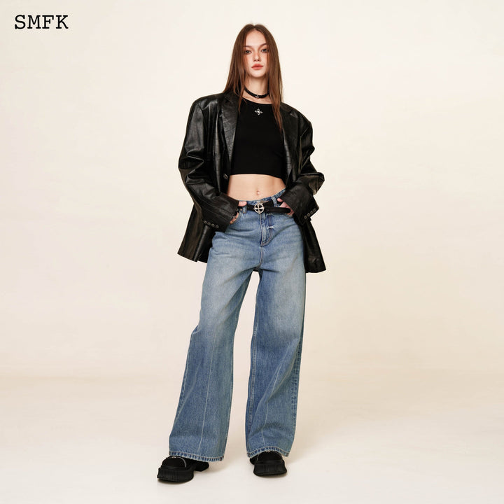 SMFK COMPASS CLASSIC CROSS FLARED JEANS IN BLUE