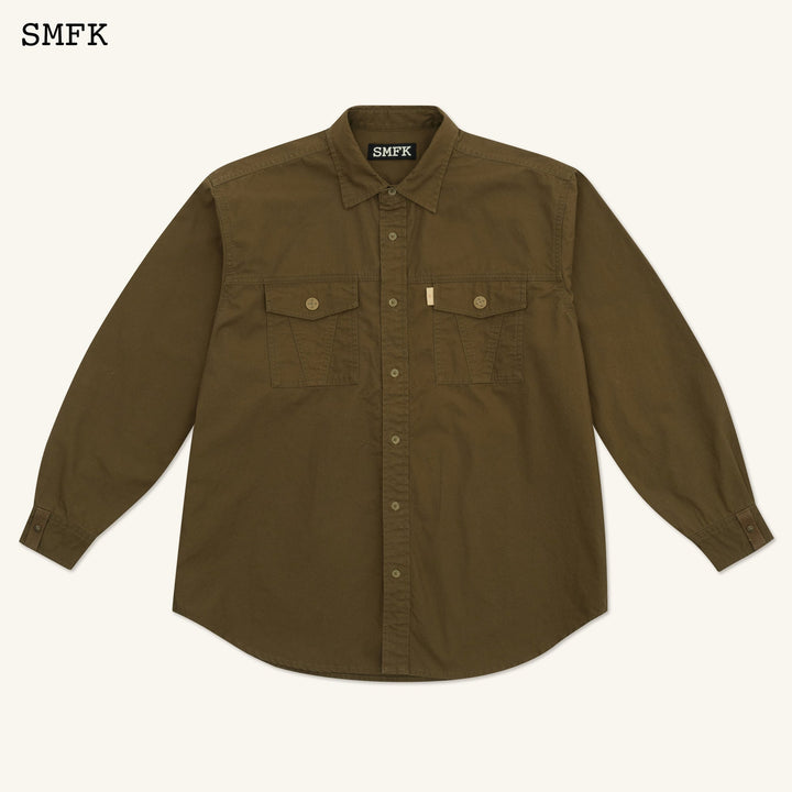 SMFK COMPASS CLASSIC LOOSE WORKWEAR SHIRT ARMY GREEN