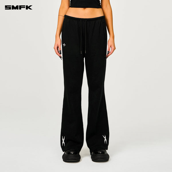 COMPASS CROSS CLASSIC FLARED TRACK PANTS IN BLACK