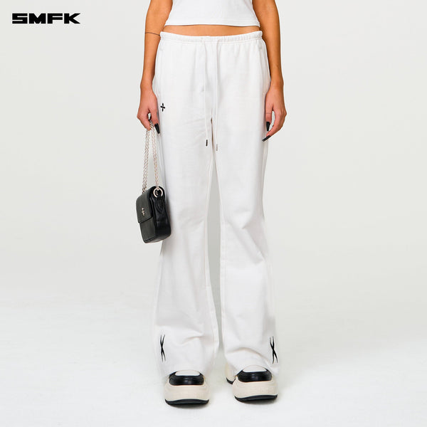 COMPASS CROSS CLASSIC FLARED TRACK PANTS IN WHITE