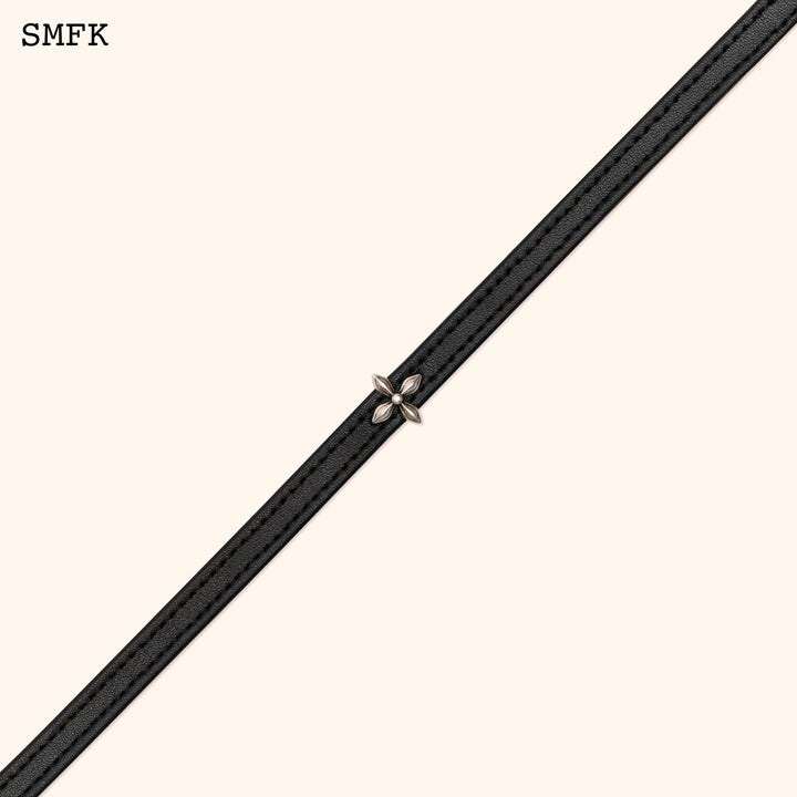 SMFK COMPASS CROSS LEATHER CHOCKER IN BLACK