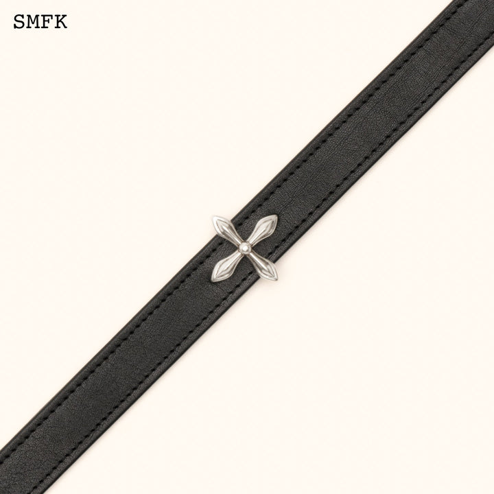 SMFK COMPASS CROSS LEATHER THICK CHOKER IN BLACK