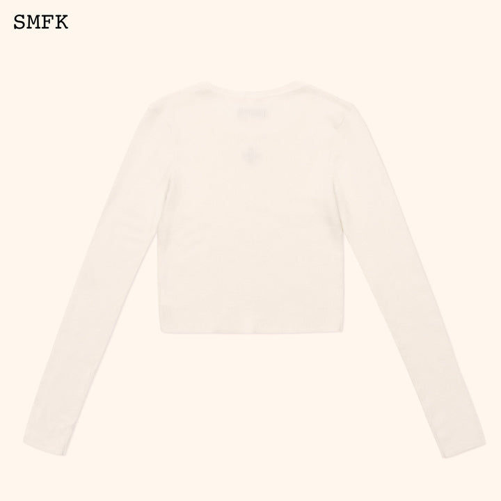 SMFK COMPASS CROSS RIB KNIT TOP IN WHITE