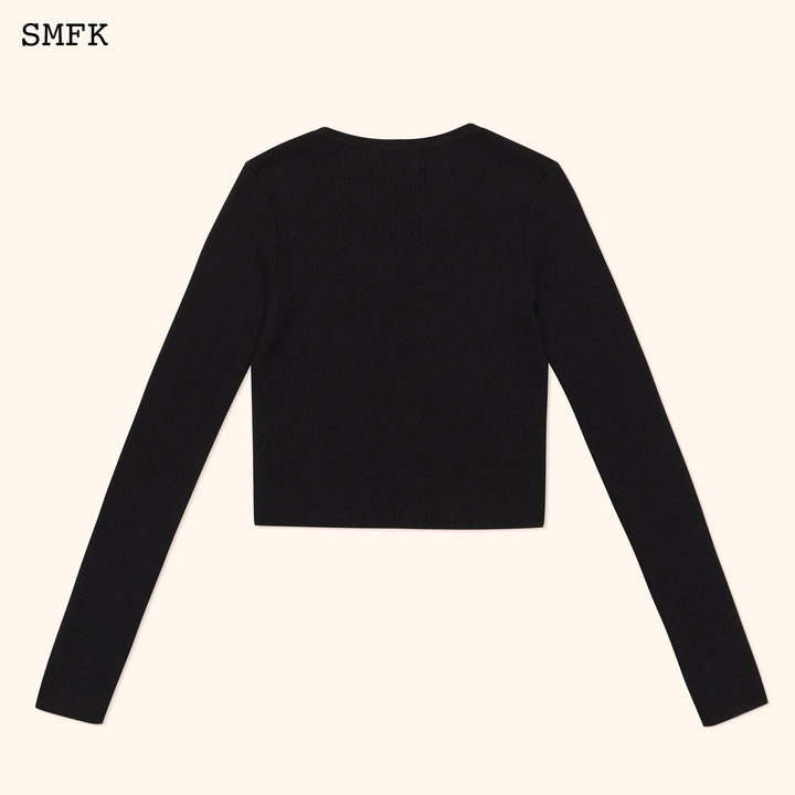 SMFK SMFK COMPASS CROSS RIB KNITTED TOP IN BLACK