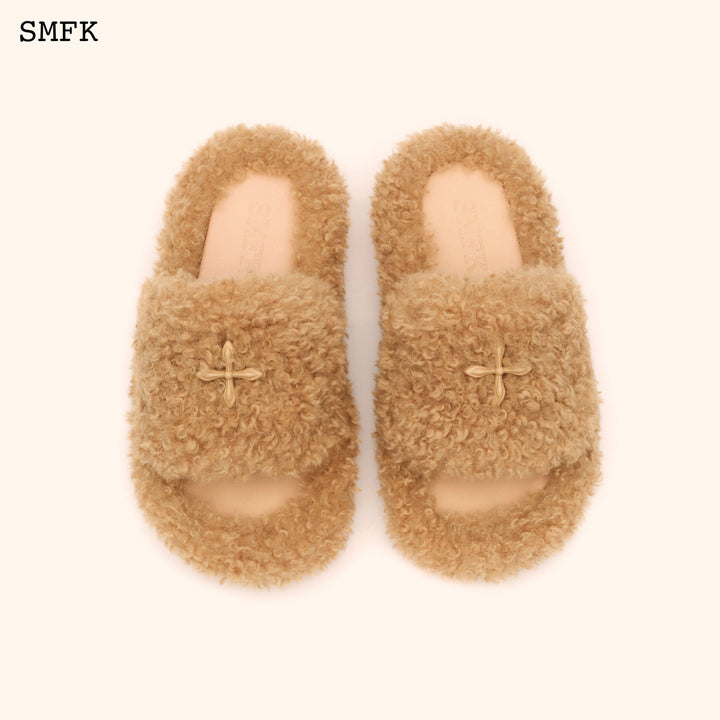 SMFK COMPASS GINGERBREAD VELVET FURRY SLIPPER