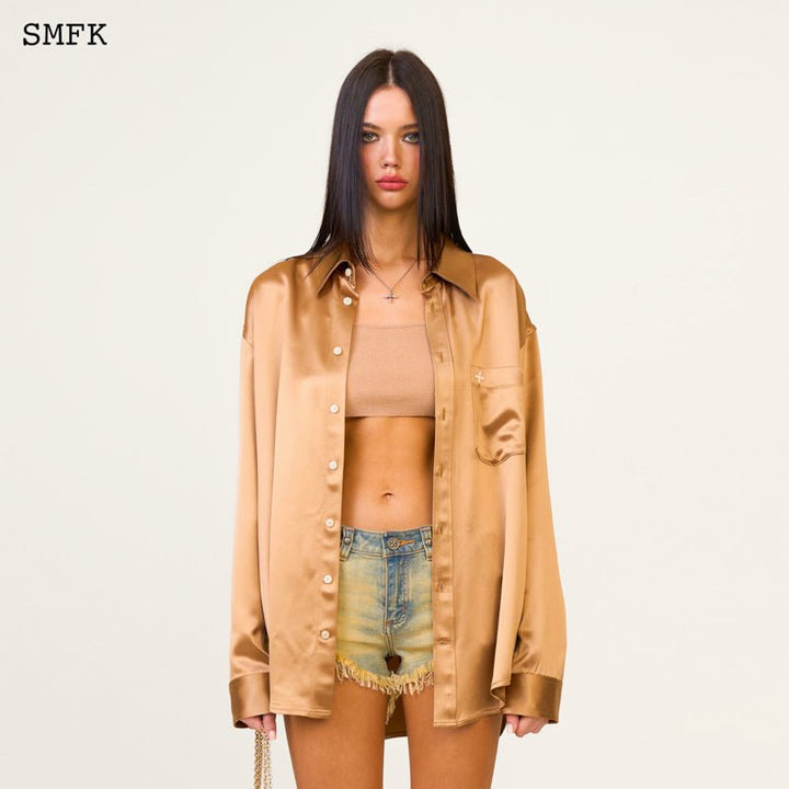 SMFK COMPASS GOLDEN SNAKE SATIN LOOSE SHIRT